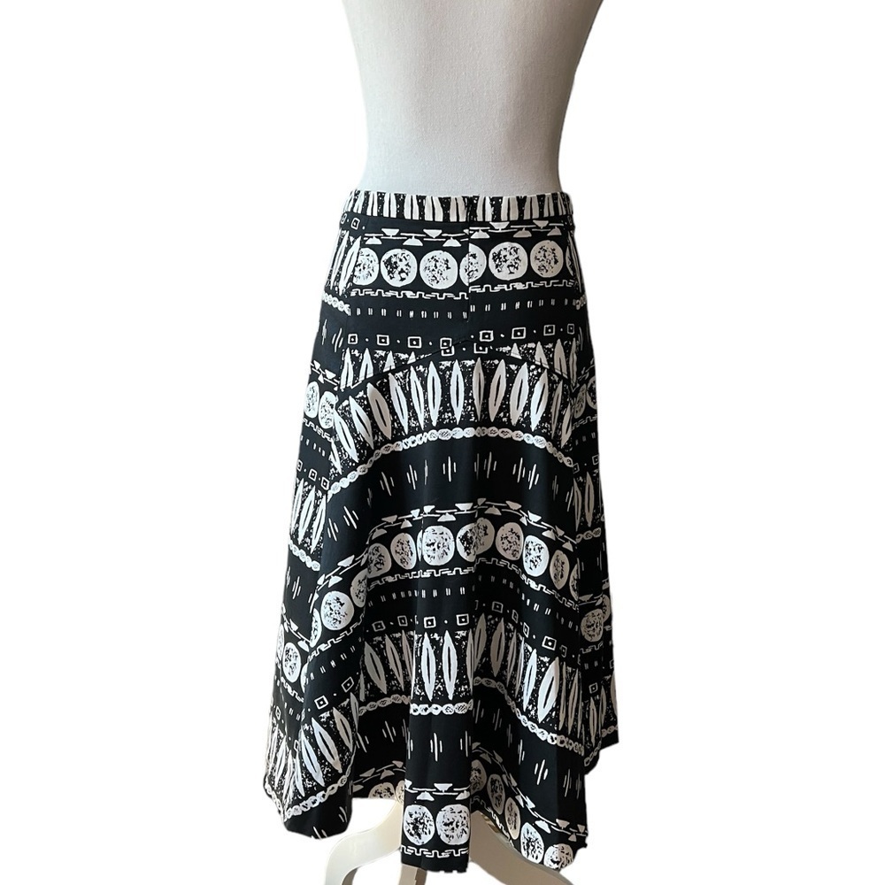 VERONICA BEARD WOODBLOCK PRINT FLARED A-LINE SKIRT SIZE 6 - Picture 3 of 12